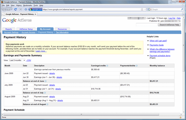 AdSense earnings